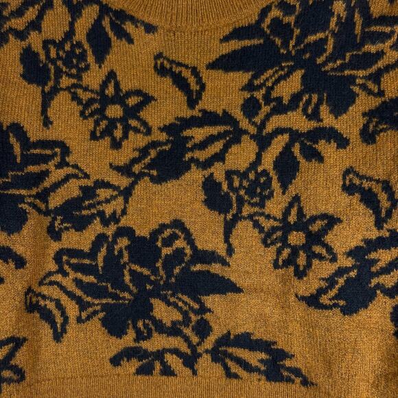 Topshop Floral Jacquard Sweater M | Brown Cinnamon Black Mockneck Soft Pullover - Picture 6 of 14